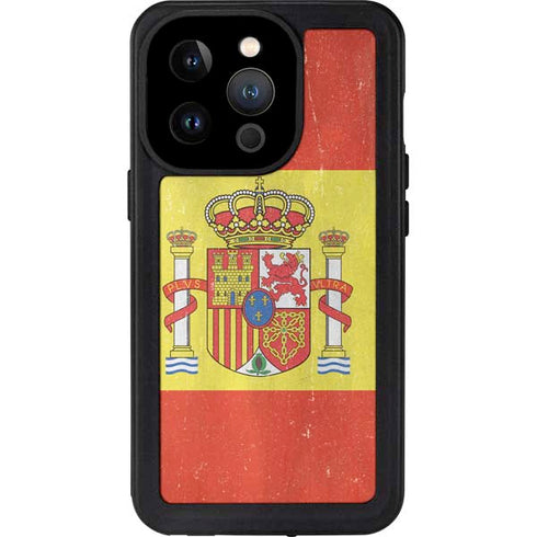 Spain Flag Distressed iPhone 14 Pro Waterproof Case